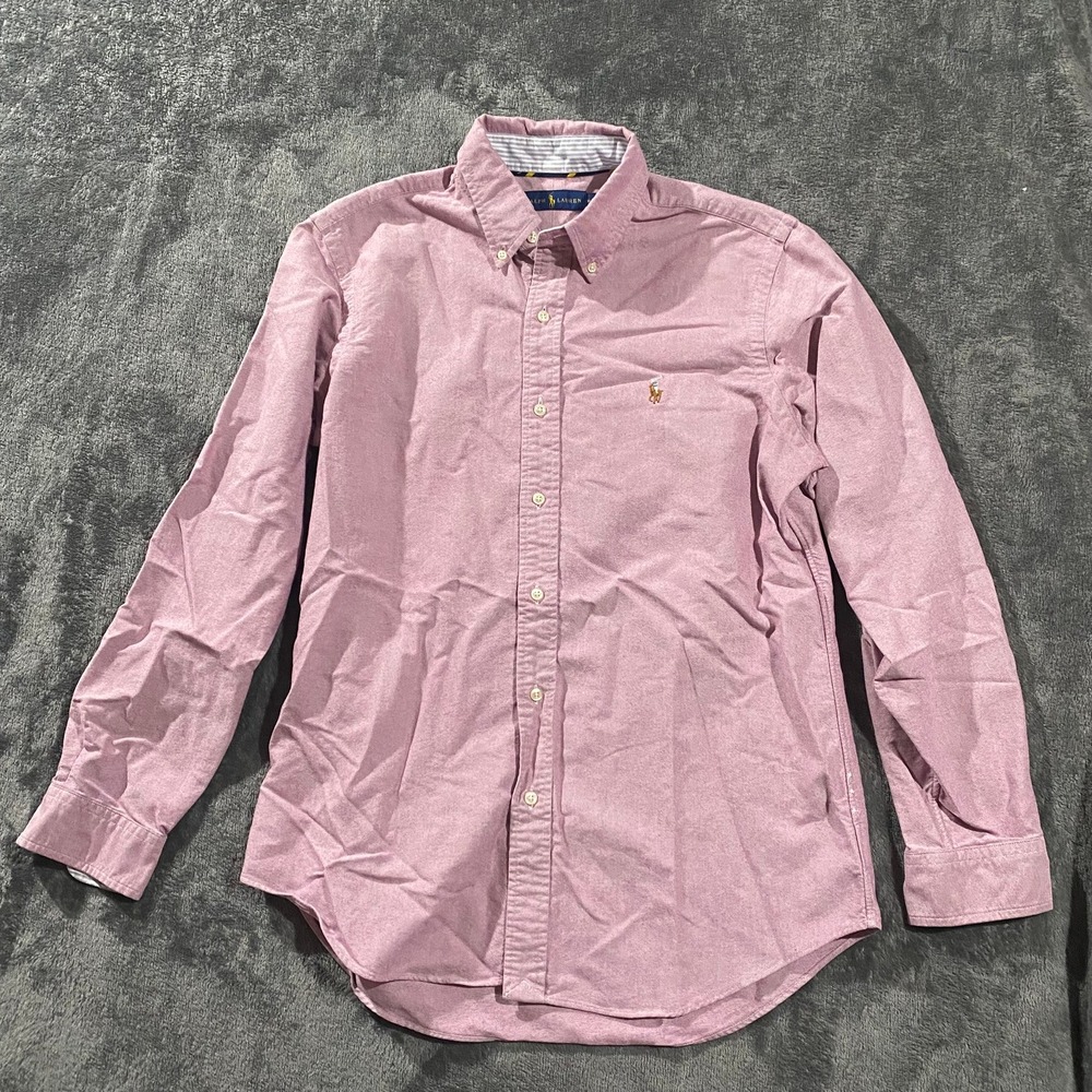 Polo Ralph Lauren Mens Medium Oxford Button Down Shirt Burgundy Mauve Long Slv